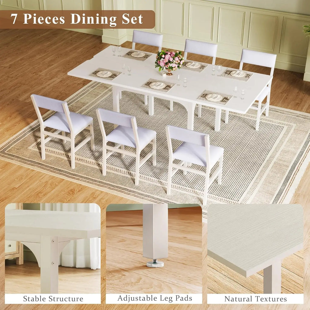 7-Piece Extendable Dining Set (6 Seater)