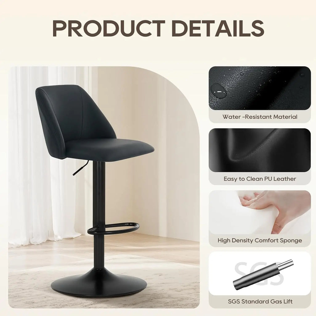 Adjustable PU Bar Stools (Set of 3)