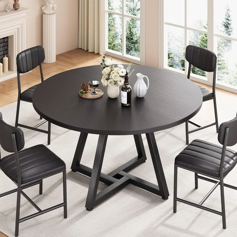 Round Industrial Pedestal Dining Table
