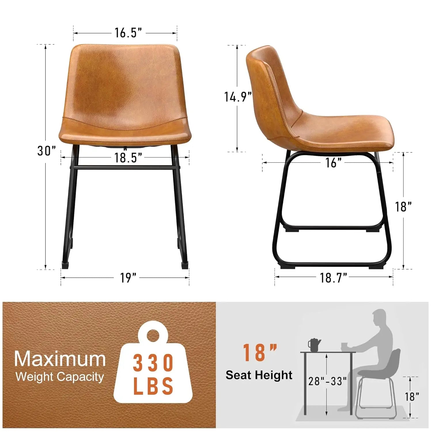 PU Leather Dining Chairs (Set of 4)
