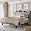 Queen Bed Frame with Wingback Headboard