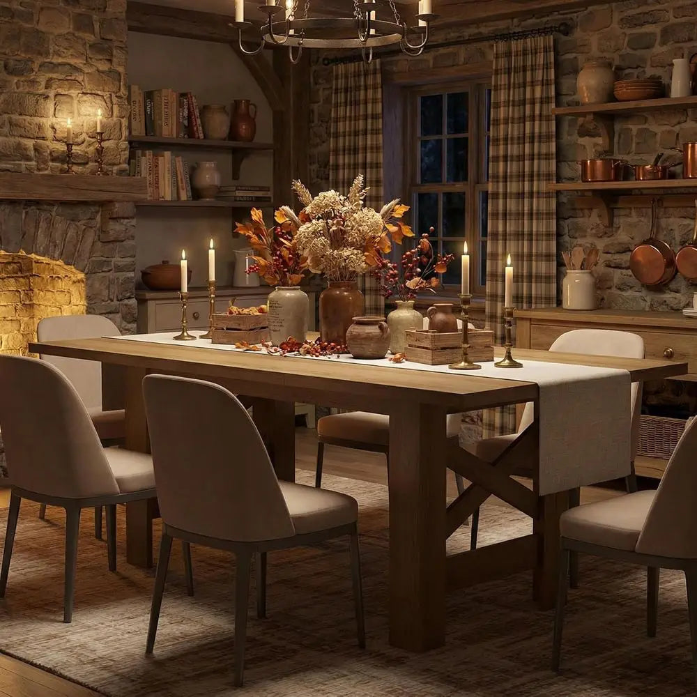 Solid Wood Dining Table (6–8 Seater)