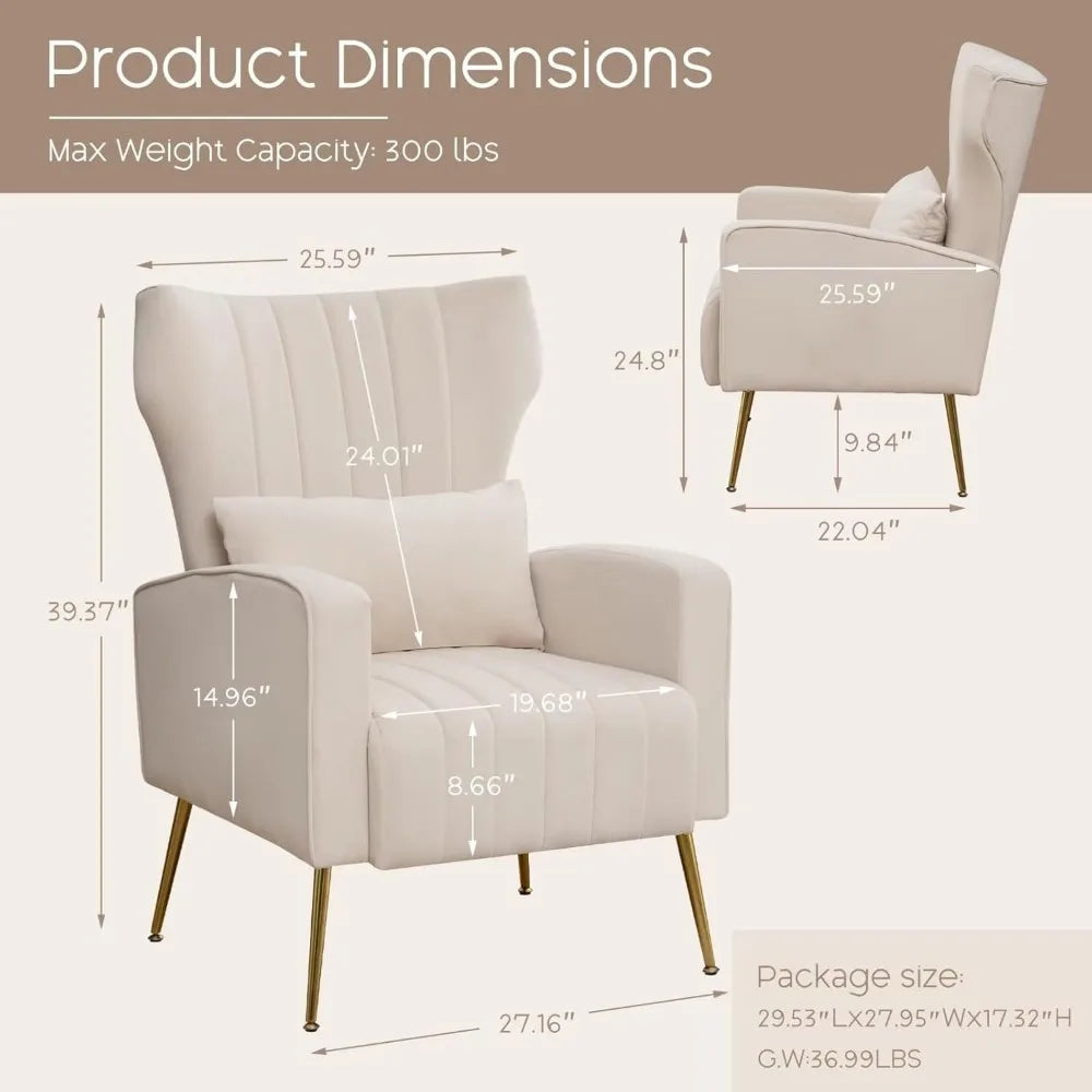 Velvet Wingback Accent Chairs (Set of 2)