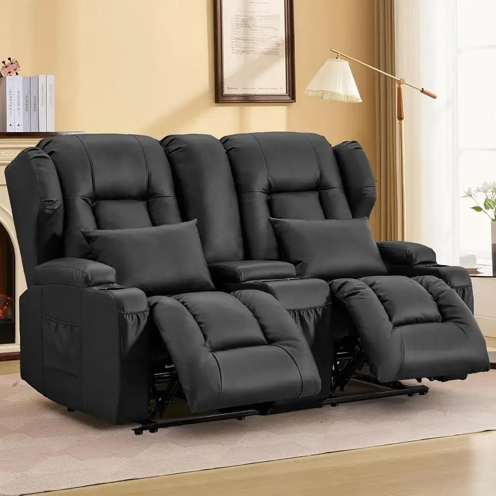 Reclining Sofa with Storage & Cup Holders