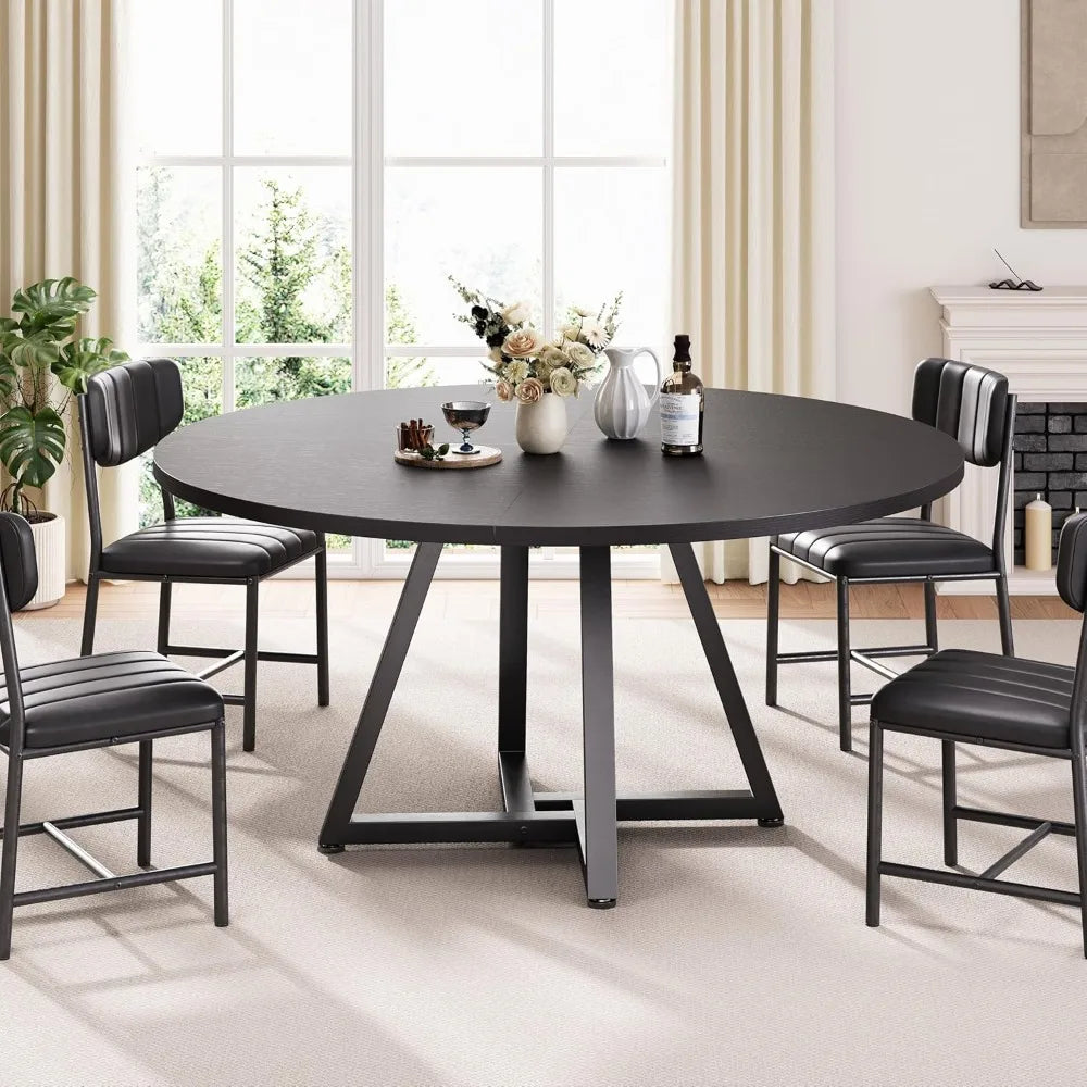 Round Industrial Pedestal Dining Table
