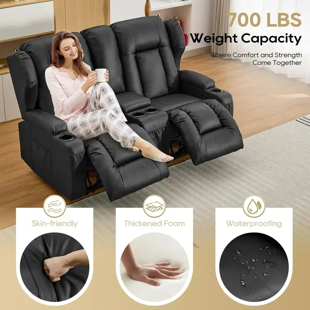Reclining Sofa with Storage & Cup Holders