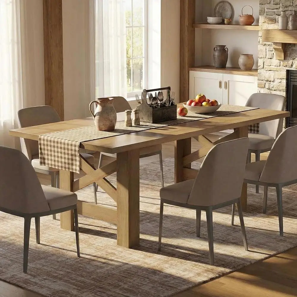 Solid Wood Dining Table (6–8 Seater)