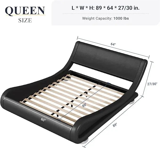 King Upholstered Bed Frame with Adjustable Headboard