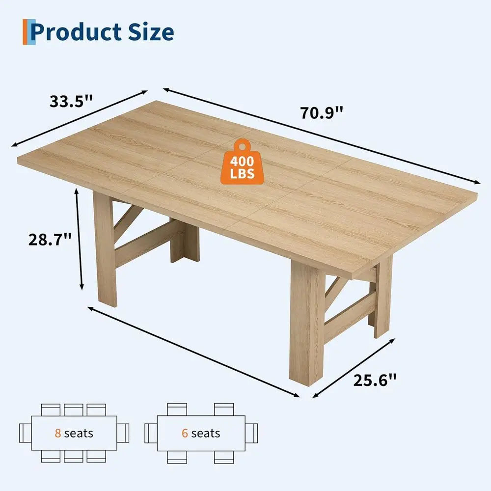Solid Wood Dining Table (6–8 Seater)