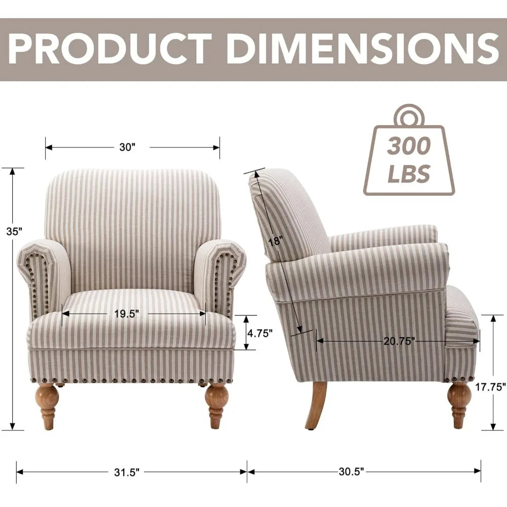 Striped Farmhouse Accent Chair