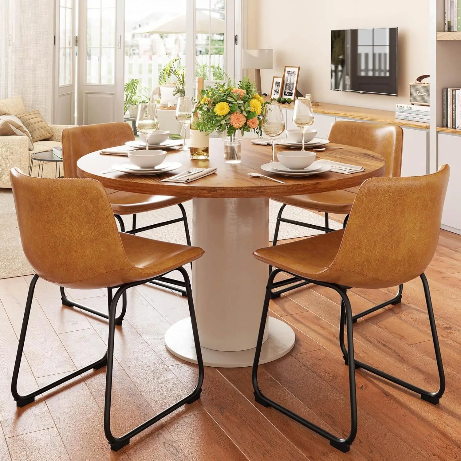 PU Leather Dining Chairs (Set of 4)