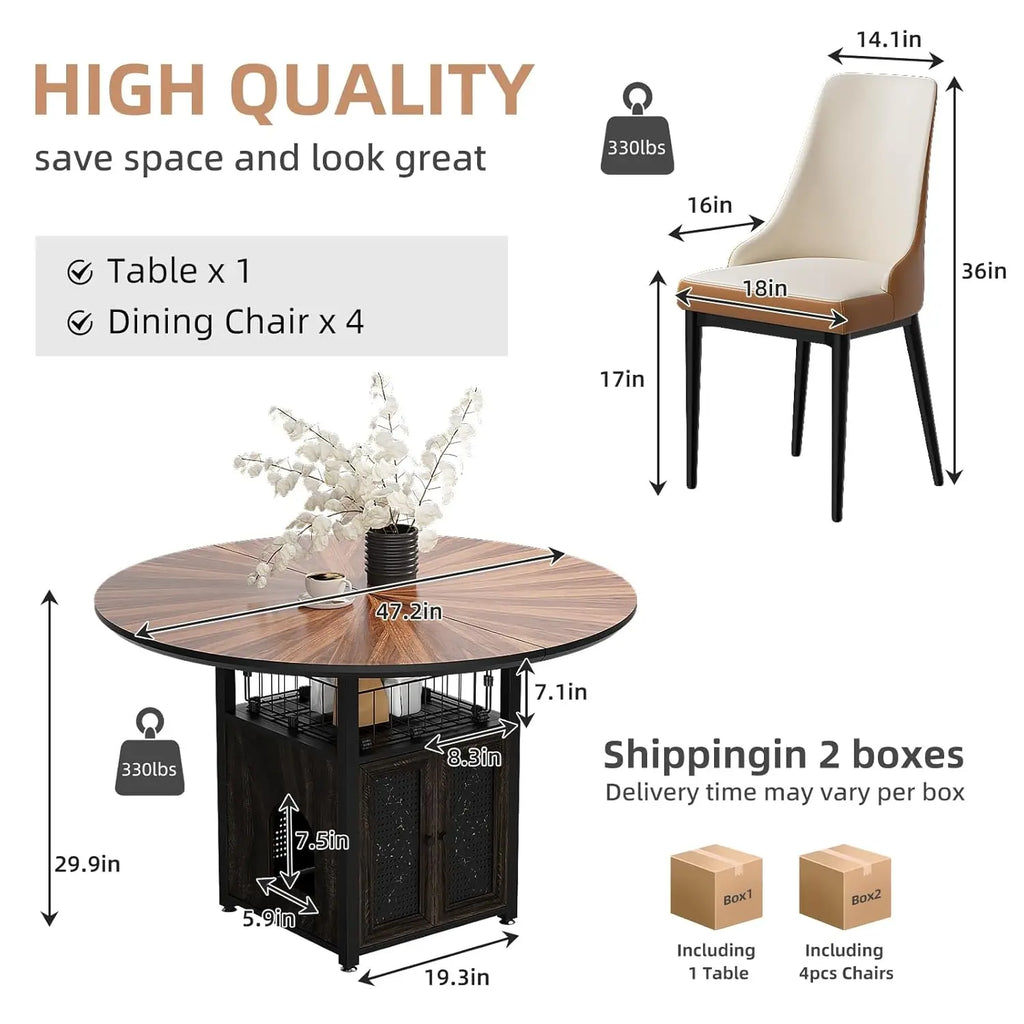 47" Round Dining Table Set (4–6 Seater)