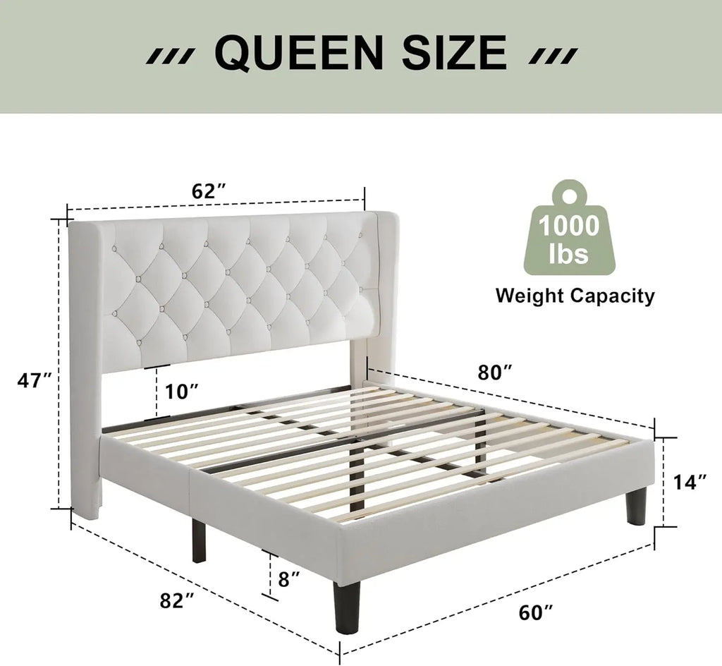 Queen Wingback Tufted Bed Frame