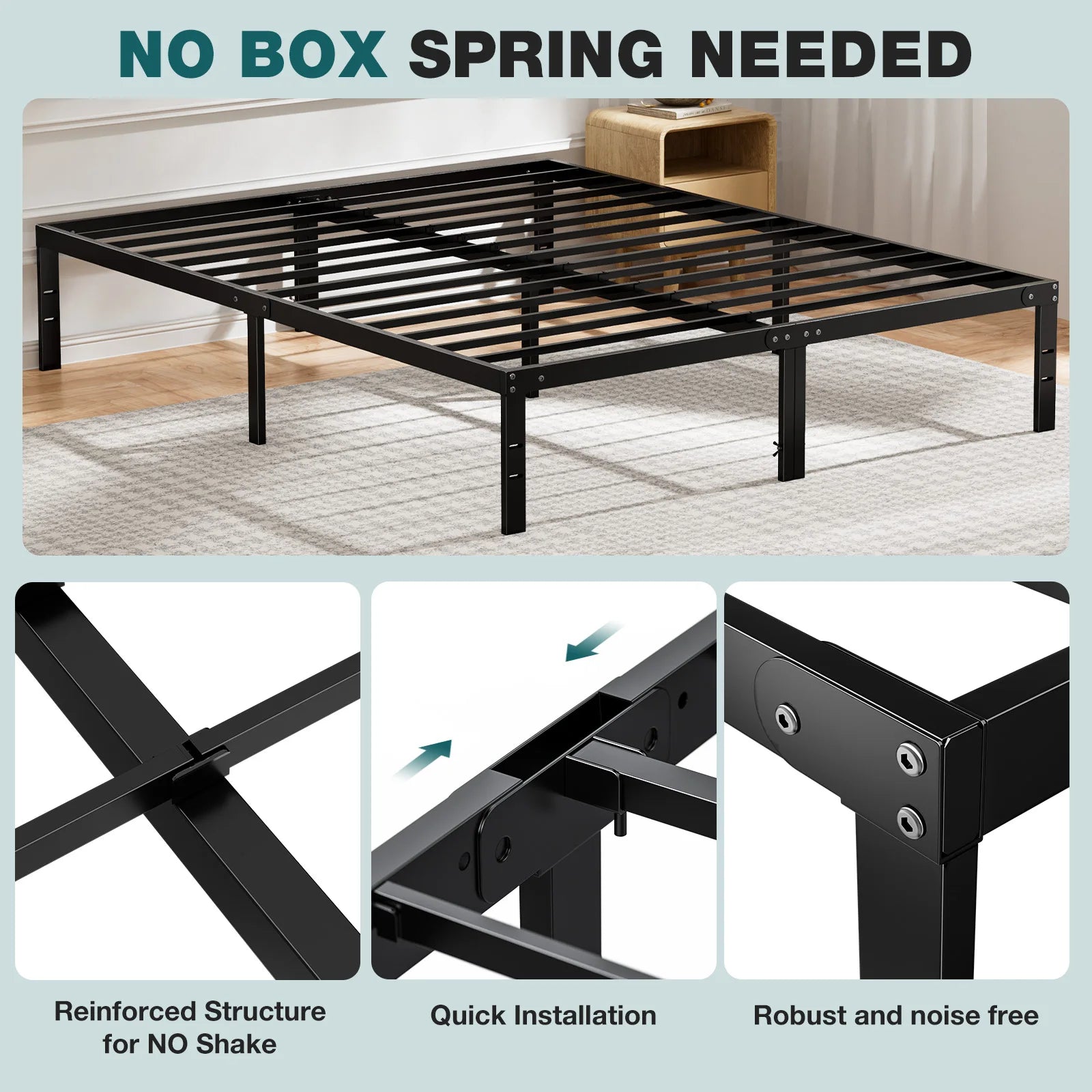 Metal Platform Bed Frame with Storage