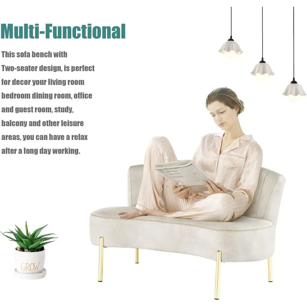Upholstered Loveseat with Ottoman