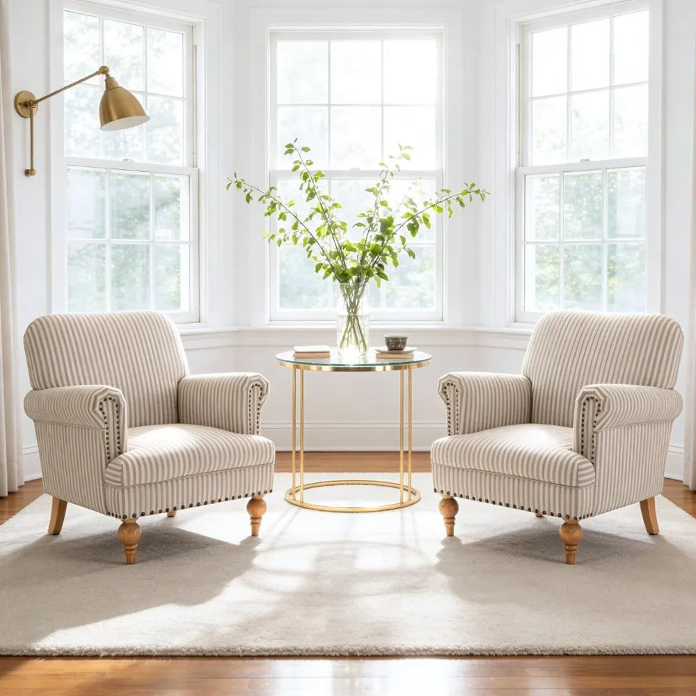 Striped Farmhouse Accent Chair