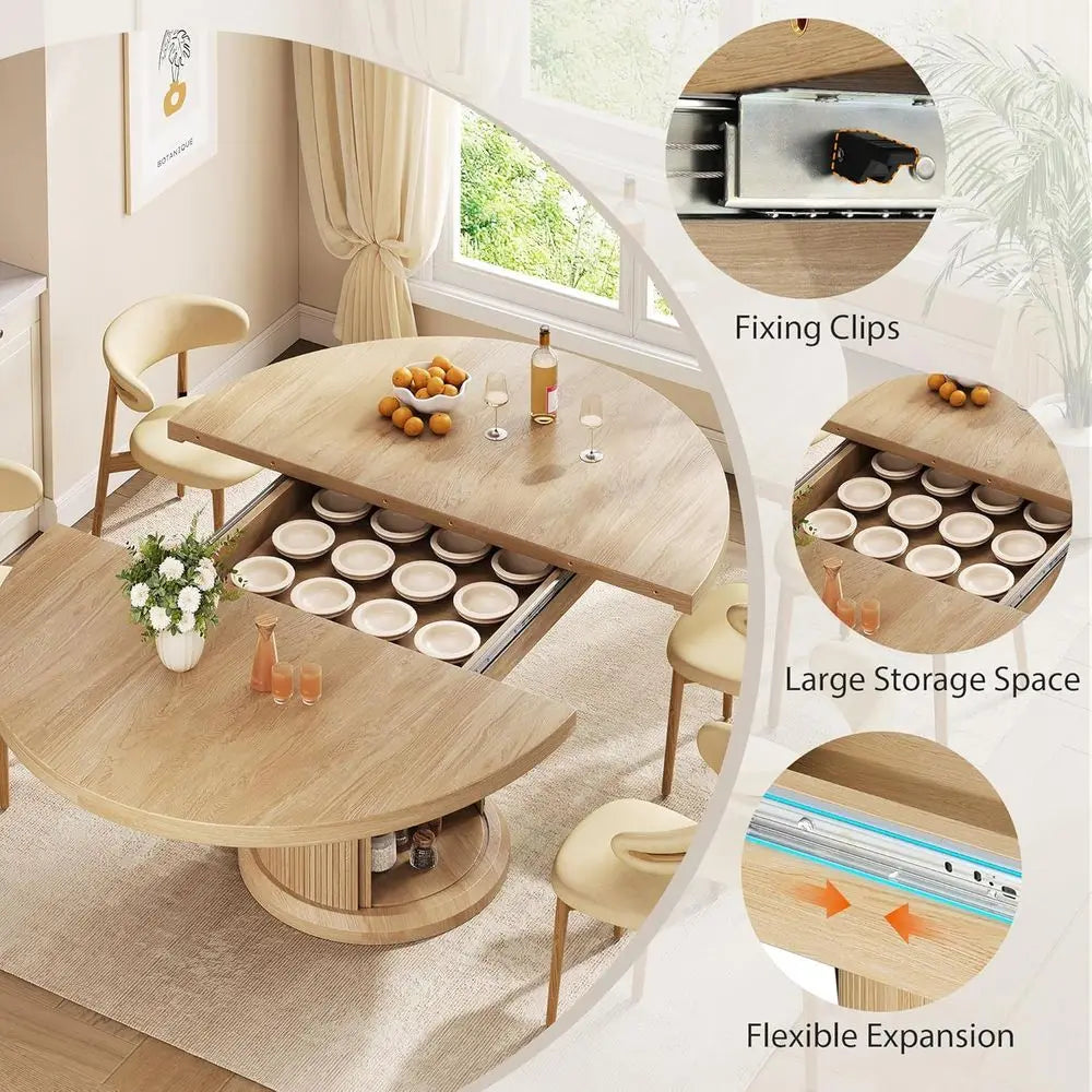Expandable Oval Dining Table (8 Seater)