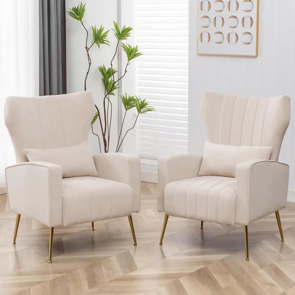 Velvet Wingback Accent Chairs (Set of 2)