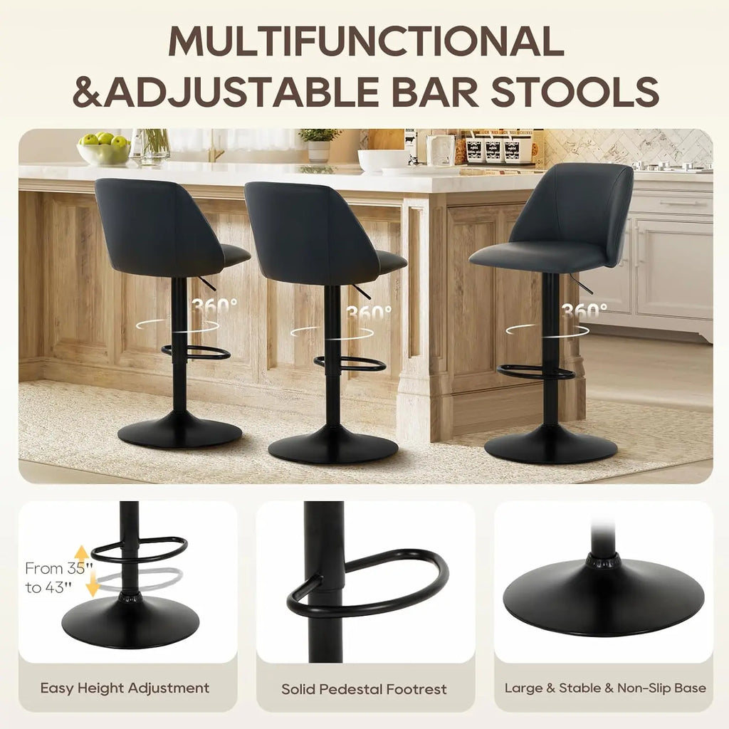Adjustable PU Bar Stools (Set of 3)