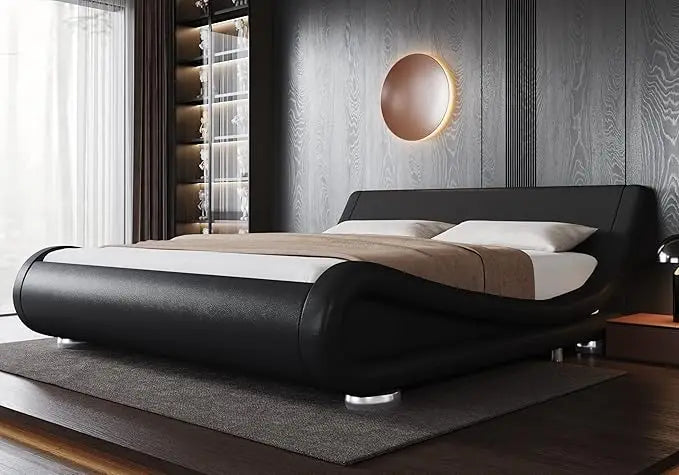King Upholstered Bed Frame with Adjustable Headboard