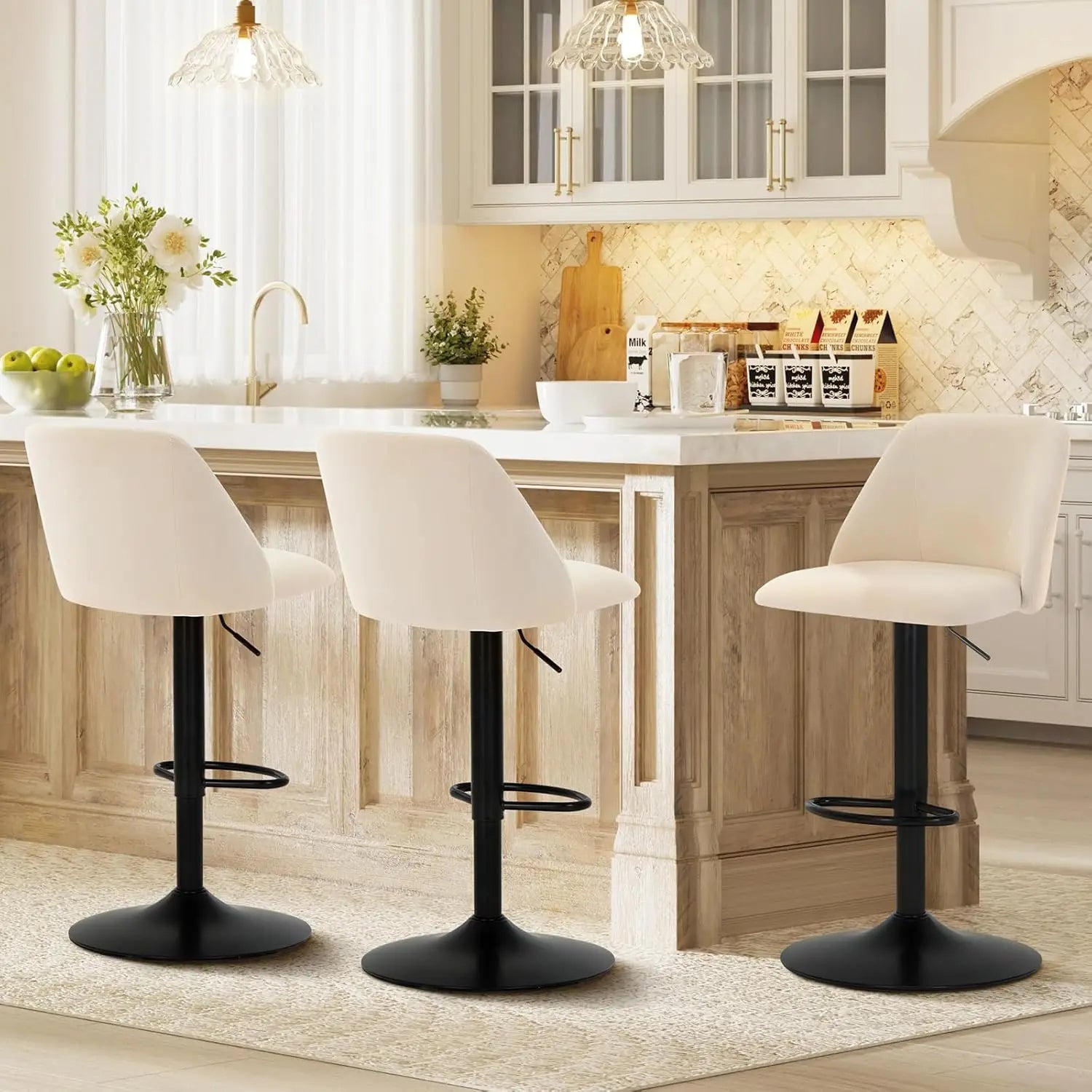 Adjustable PU Bar Stools (Set of 3)