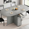 Oval Drop Leaf Dining Table with Storage