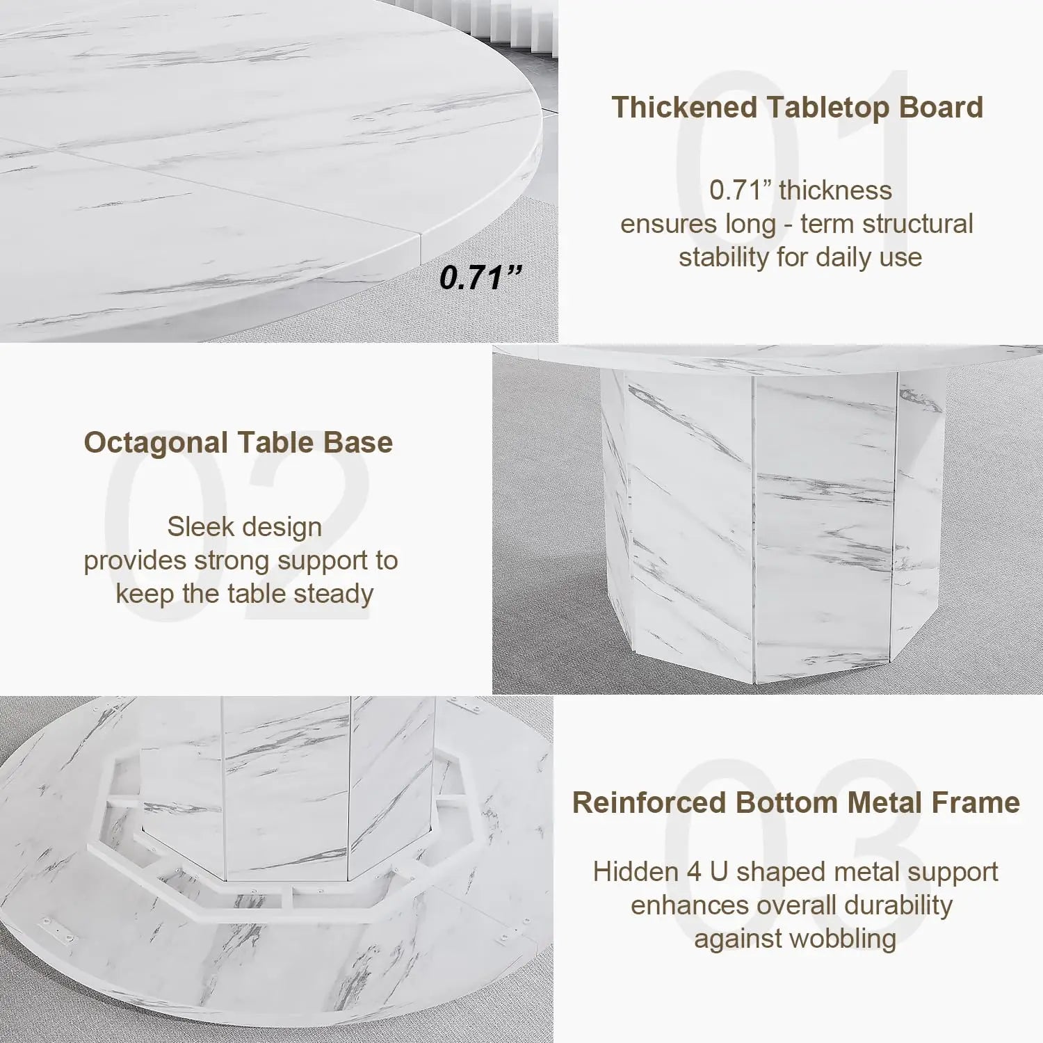 47" Marble Round Dining Table (4–6 Seater)