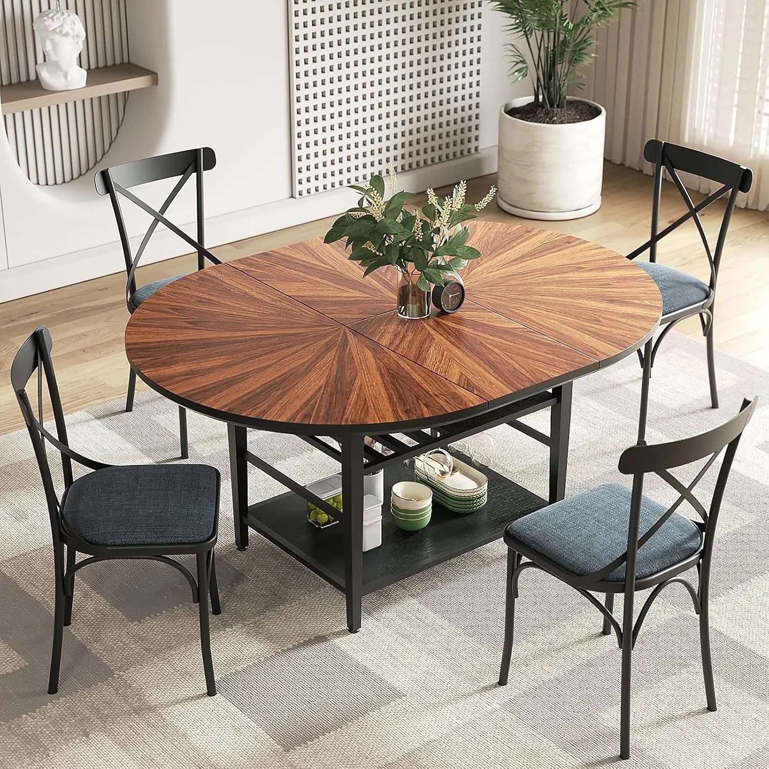 47" Round Dining Table Set (4–6 Seater)