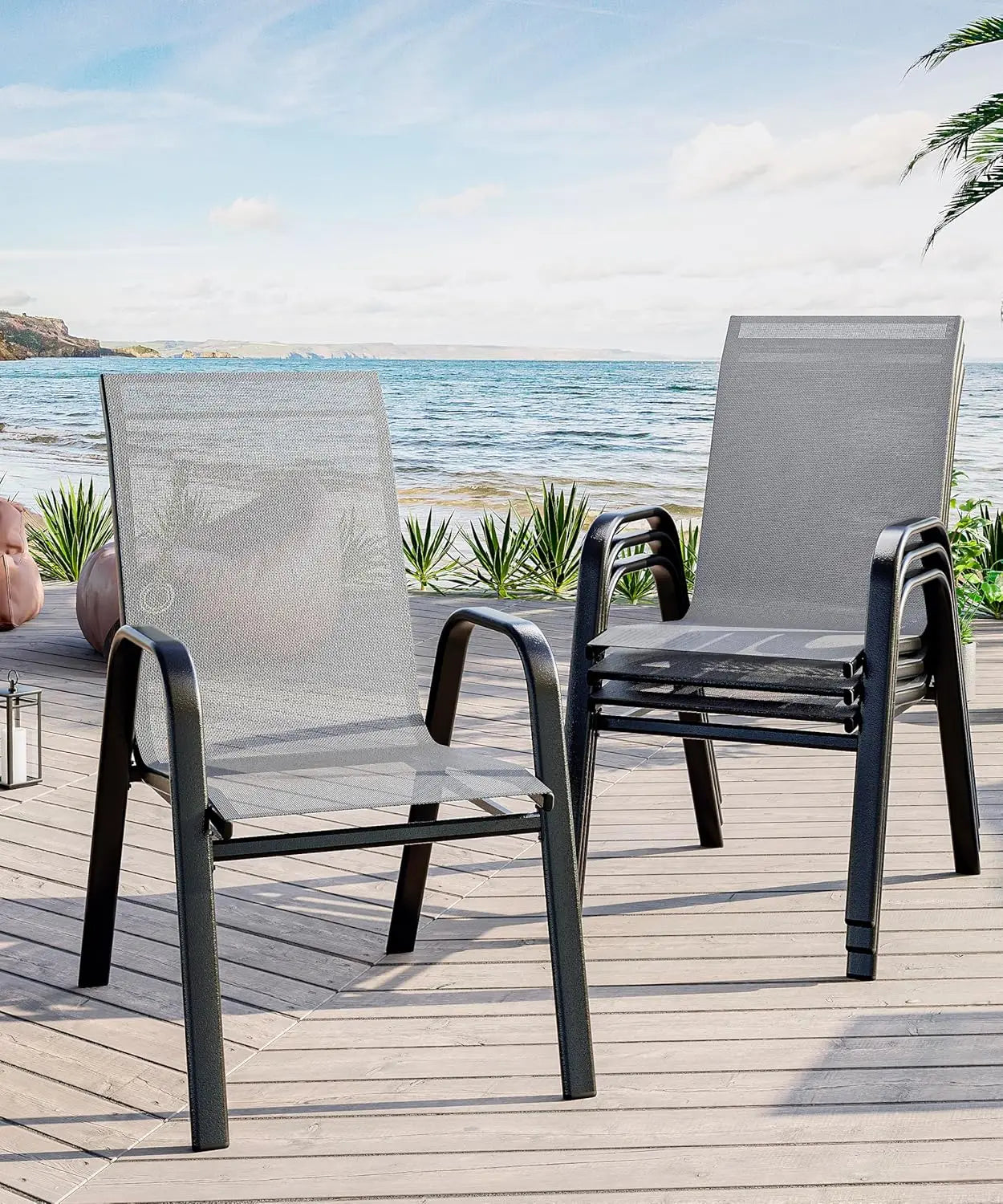Stackable Patio Dining Chairs (Set of 4)