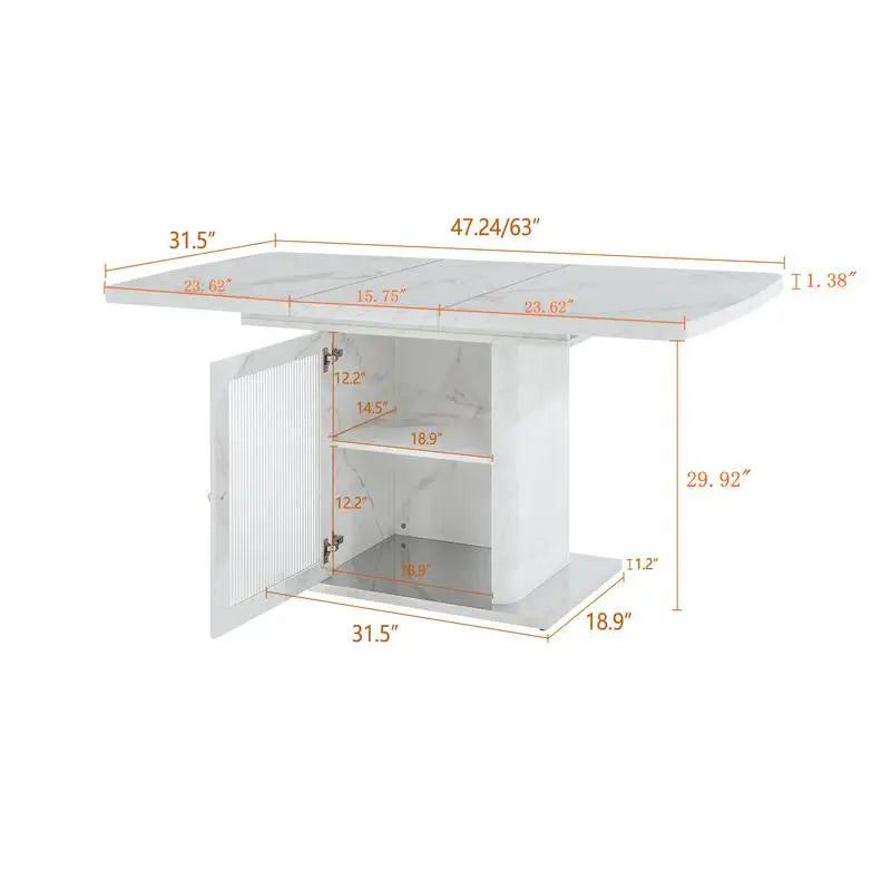 Expandable Square Marble Dining Table