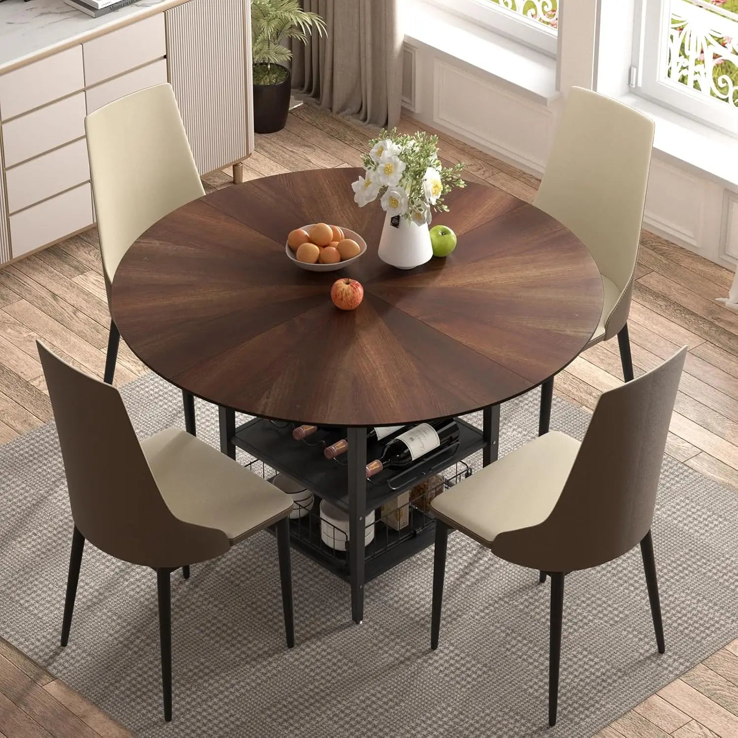 47" Round Dining Table Set (4–6 Seater)