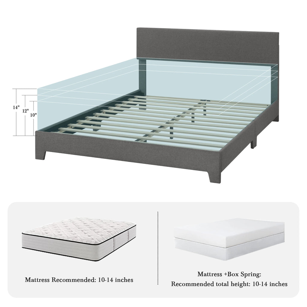 Upholstered Bed Frame with Linen Headboard
