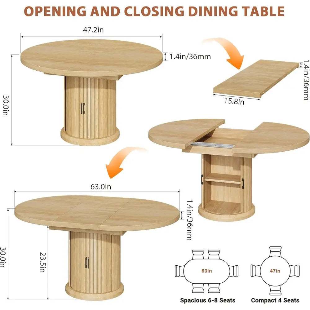 Expandable Oval Dining Table (8 Seater)