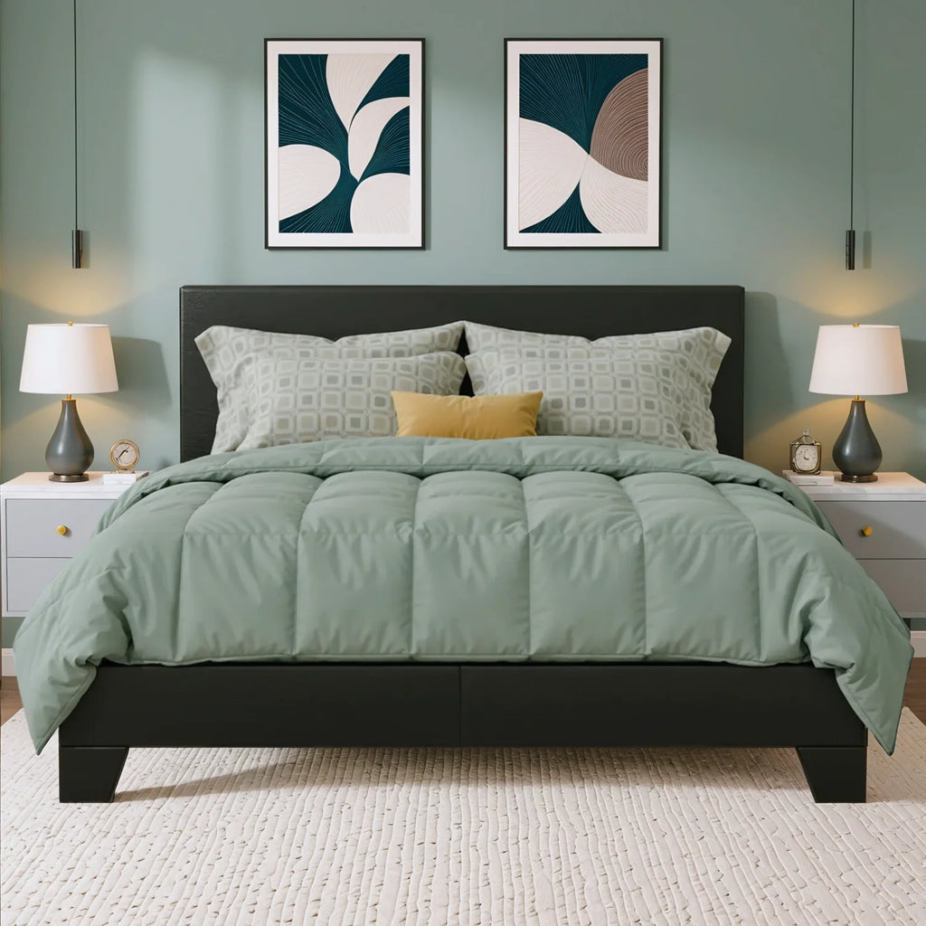 Upholstered Bed Frame with Linen Headboard