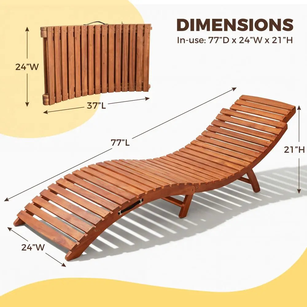 Folding Acacia Lounge Chairs (2PC)