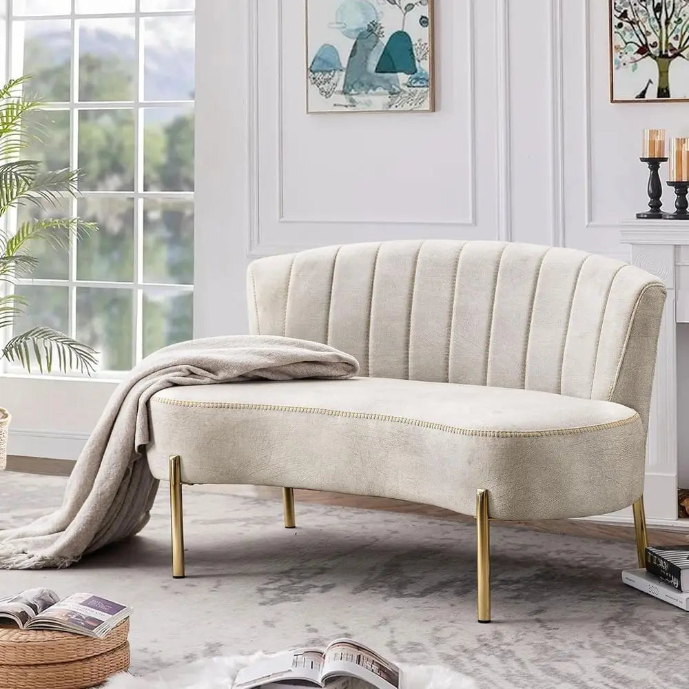 Upholstered Loveseat with Ottoman