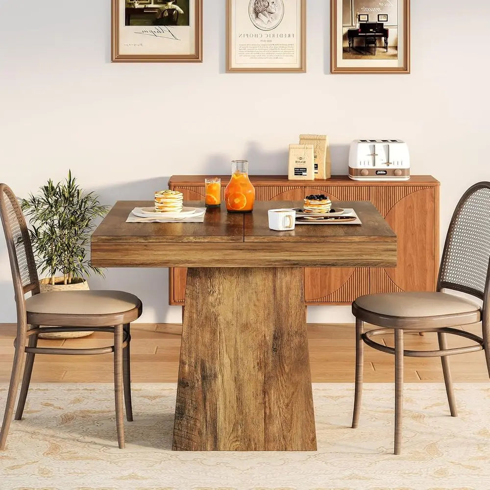 Compact Square Walnut Dining Table