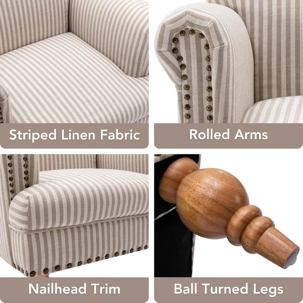 Striped Farmhouse Accent Chair
