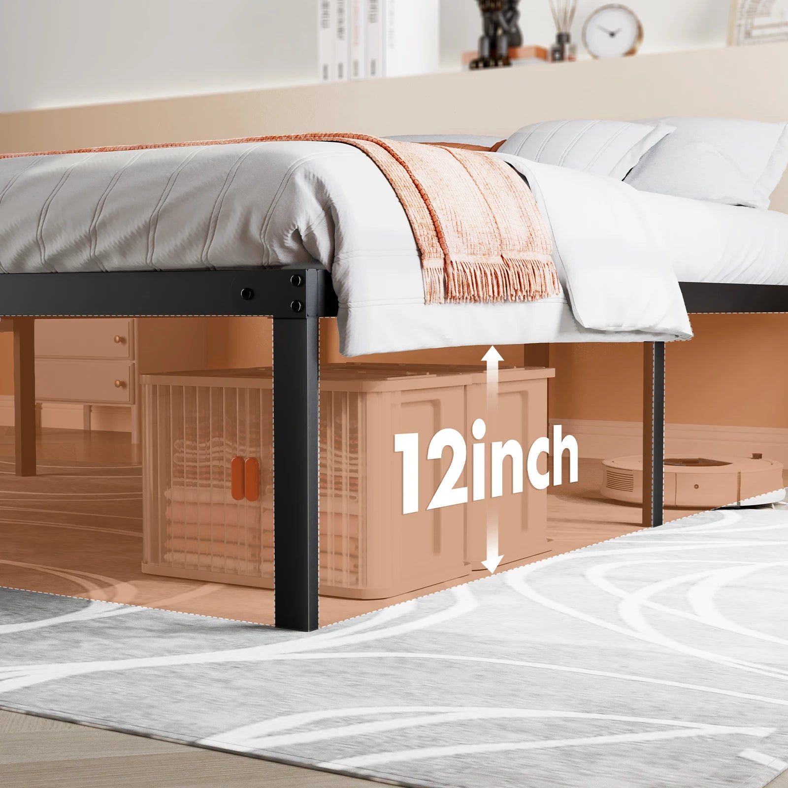 Metal Platform Bed Frame with Storage