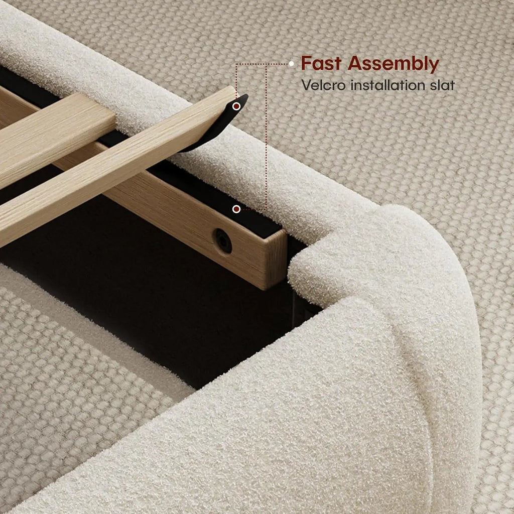 Boucle Cloud Platform Bed Frame