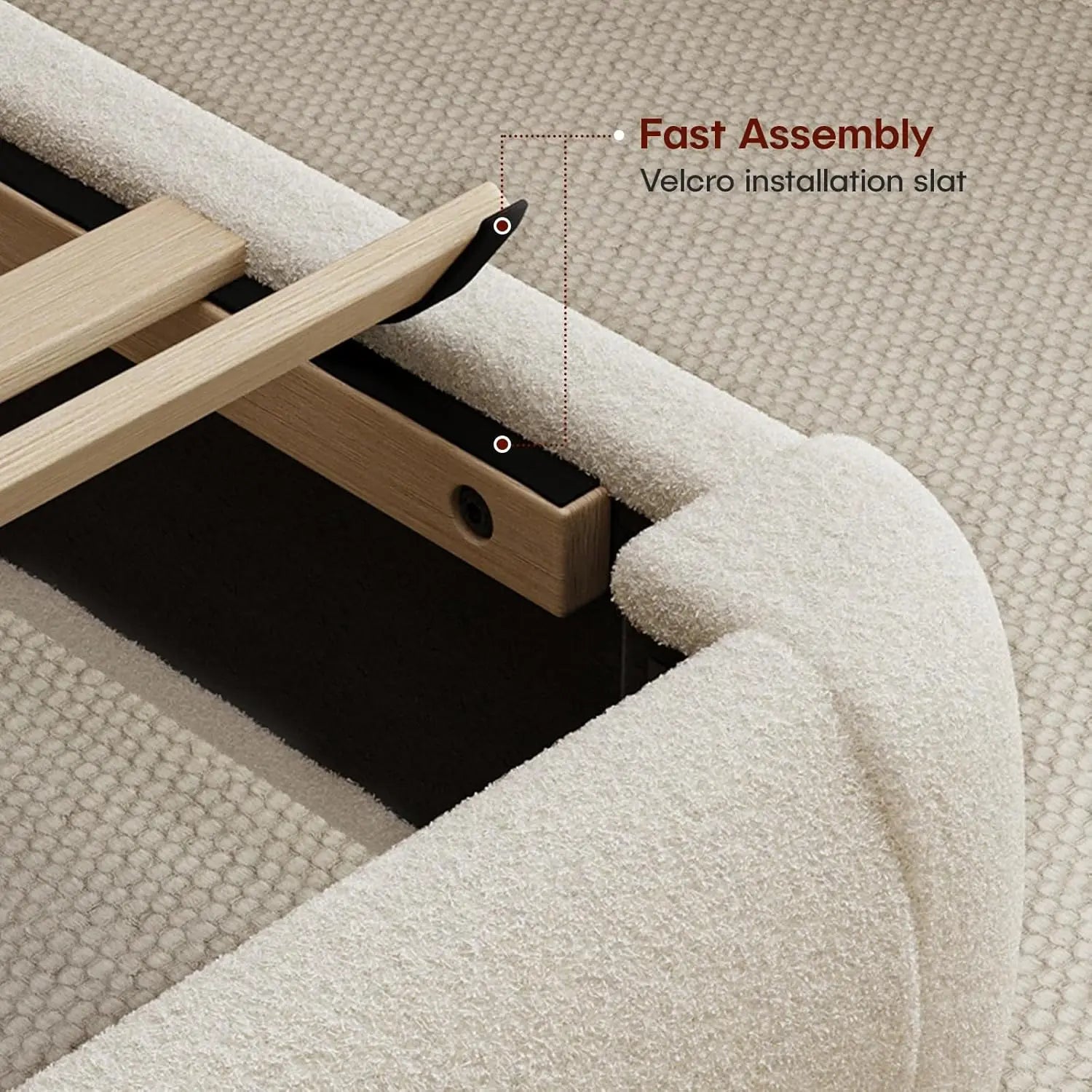 Boucle Cloud Platform Bed Frame