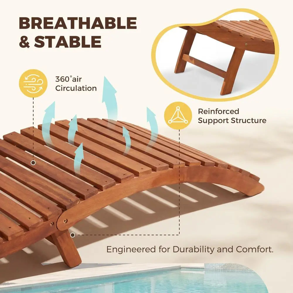Folding Acacia Lounge Chairs (2PC)