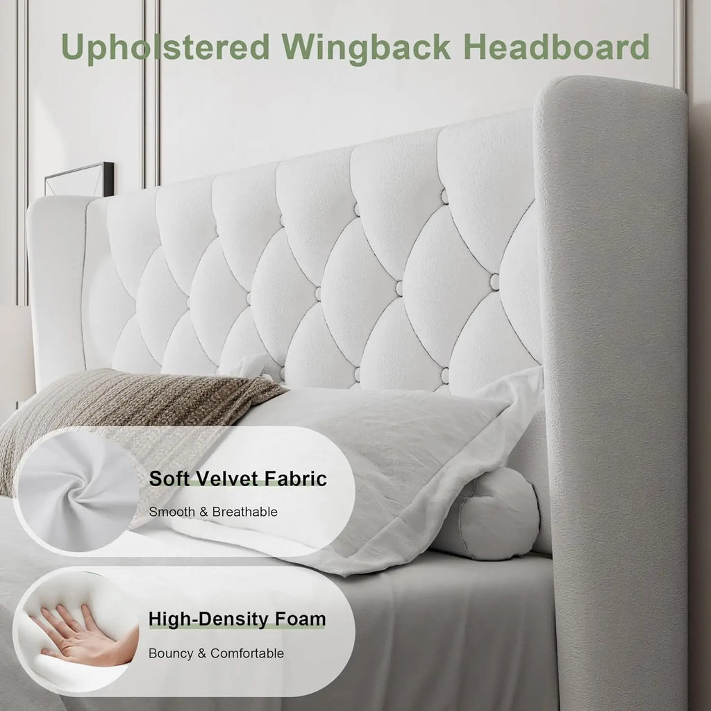 Queen Wingback Tufted Bed Frame
