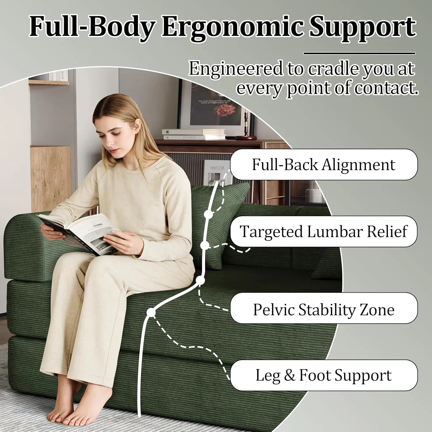 Convertible Corduroy Sofa Bed