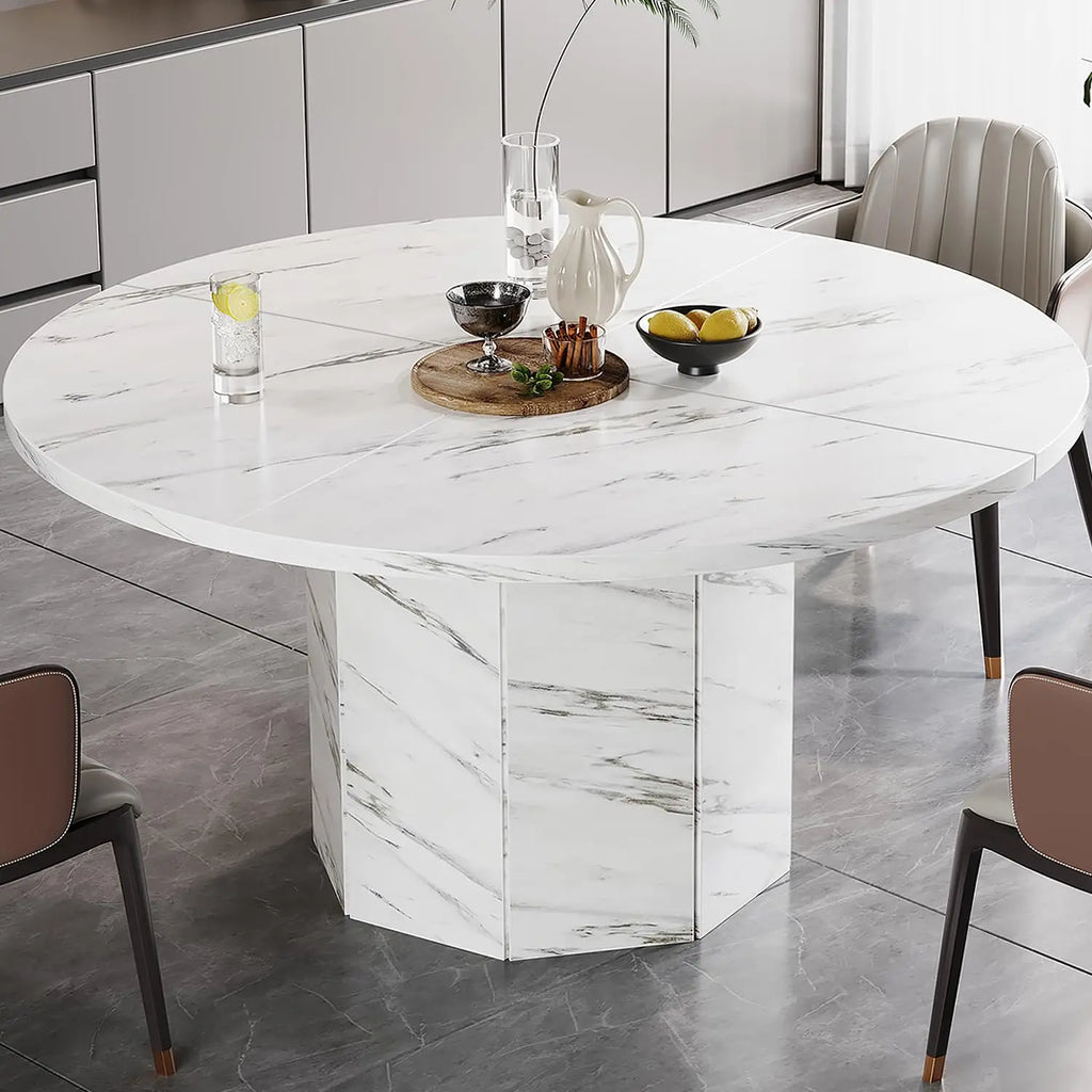 47" Marble Round Dining Table (4–6 Seater)
