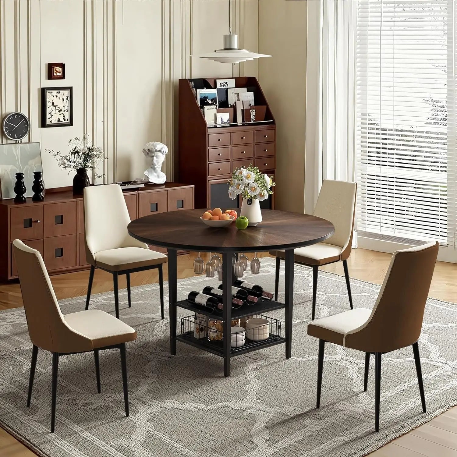 47" Round Dining Table Set (4–6 Seater)