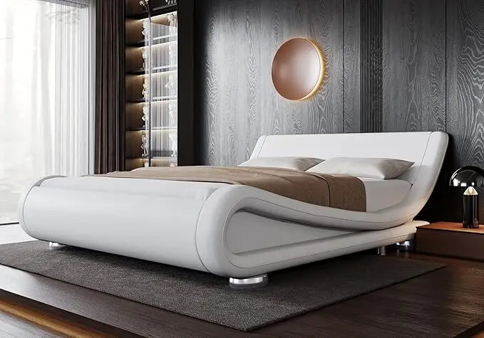 King Upholstered Bed Frame with Adjustable Headboard