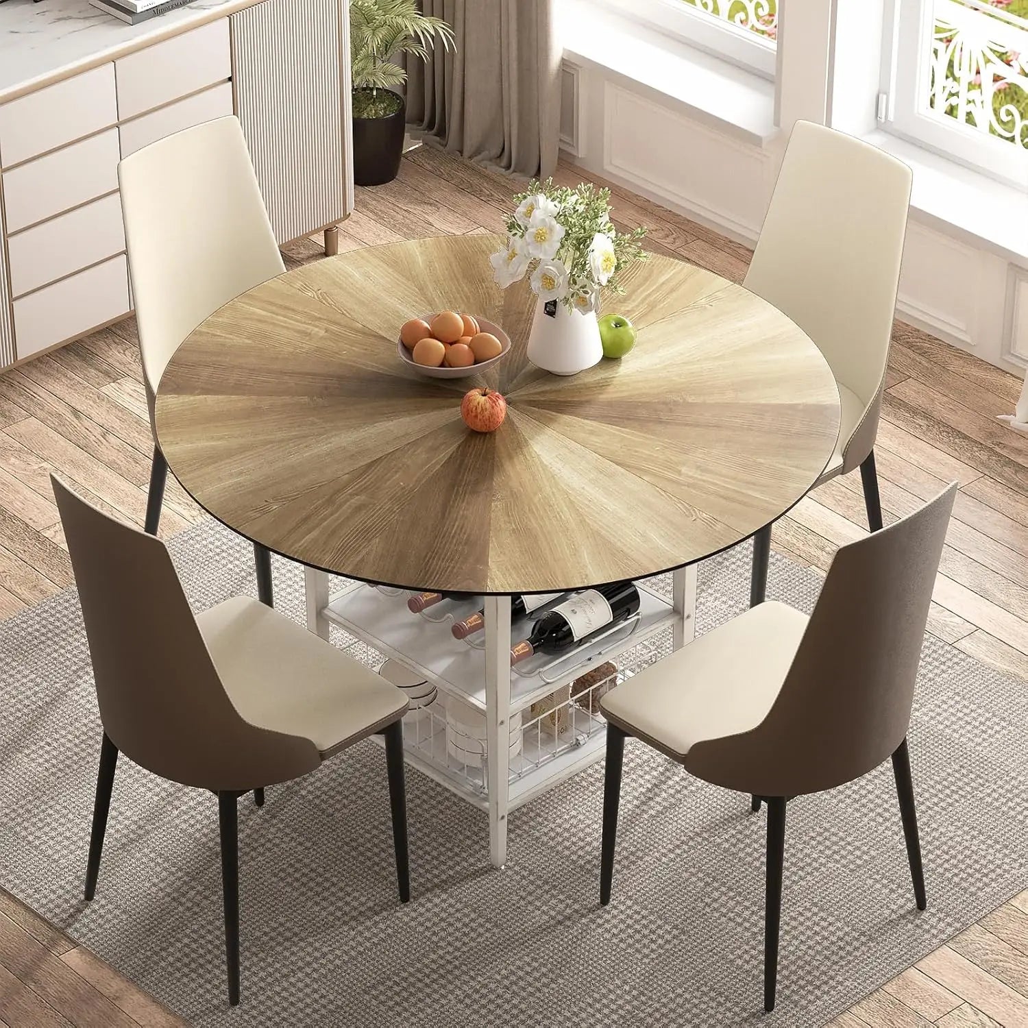47" Round Dining Table Set (4–6 Seater)