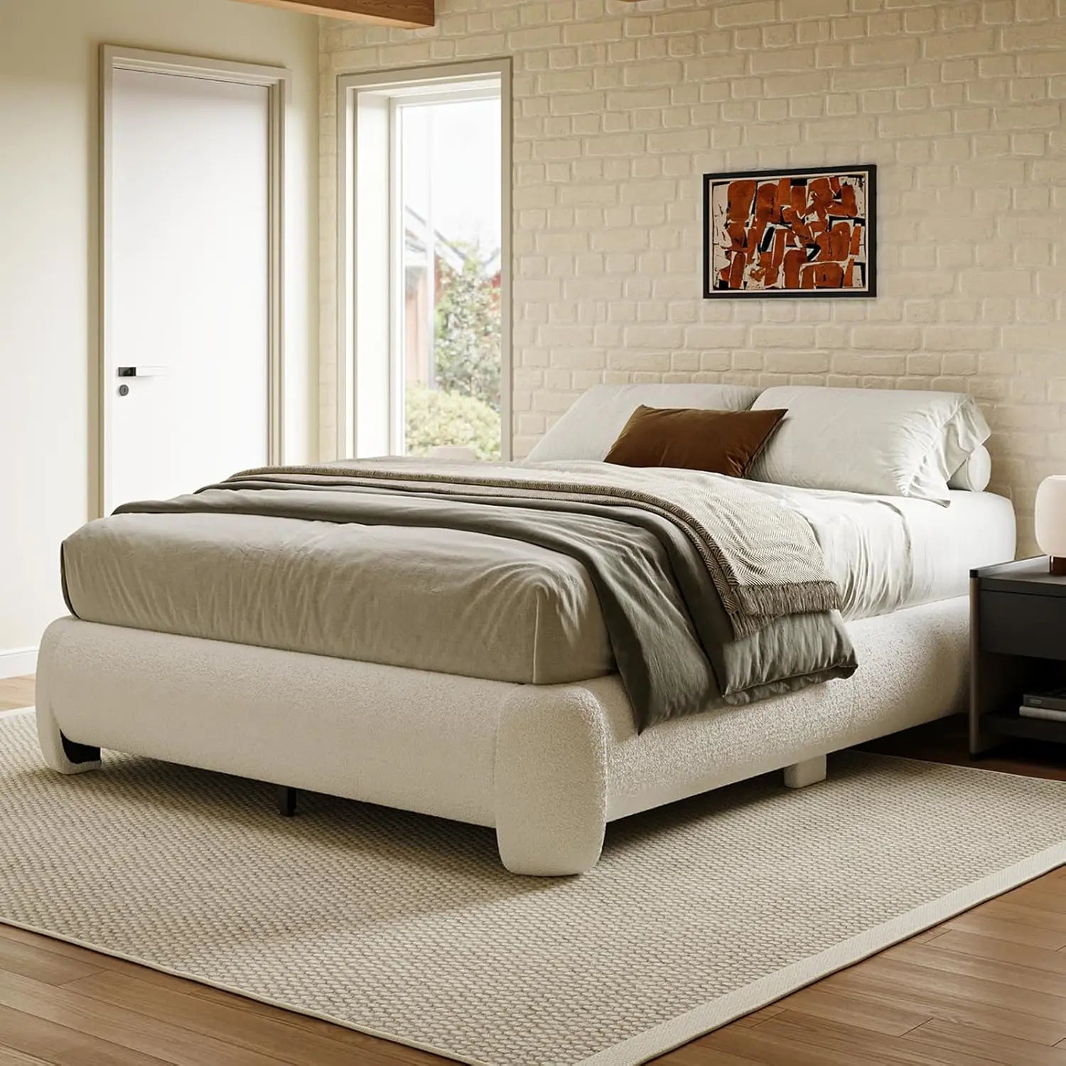 Boucle Cloud Platform Bed Frame