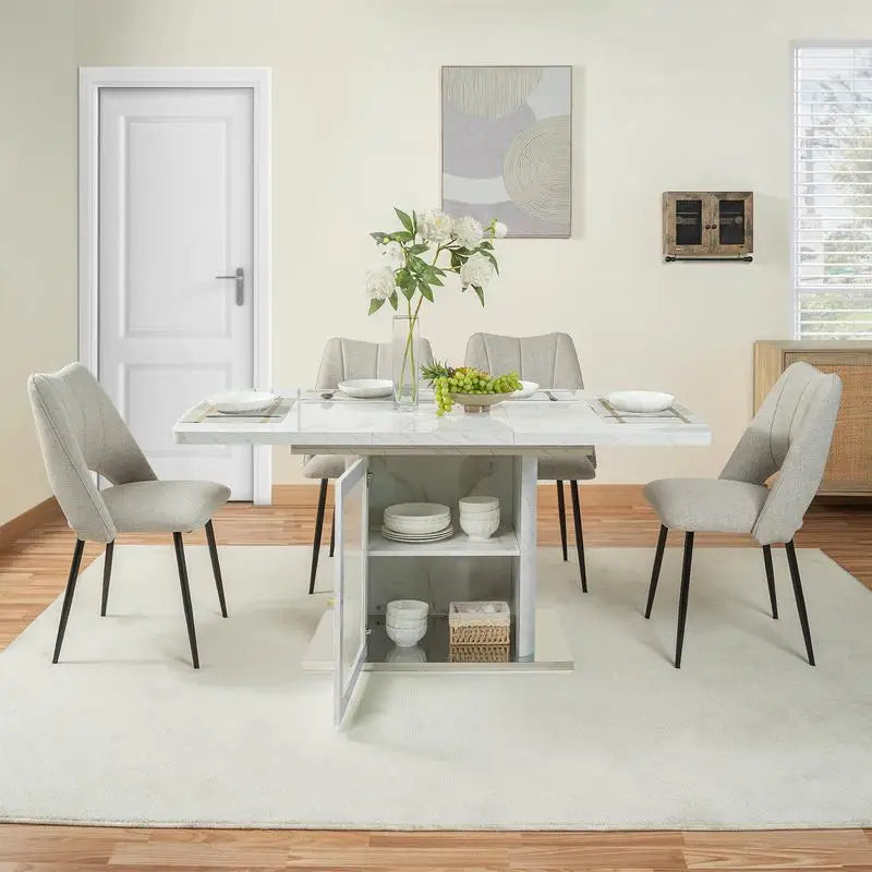 Expandable Square Marble Dining Table